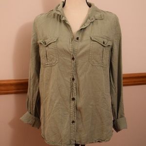 Denim Button-up Collared Shirt